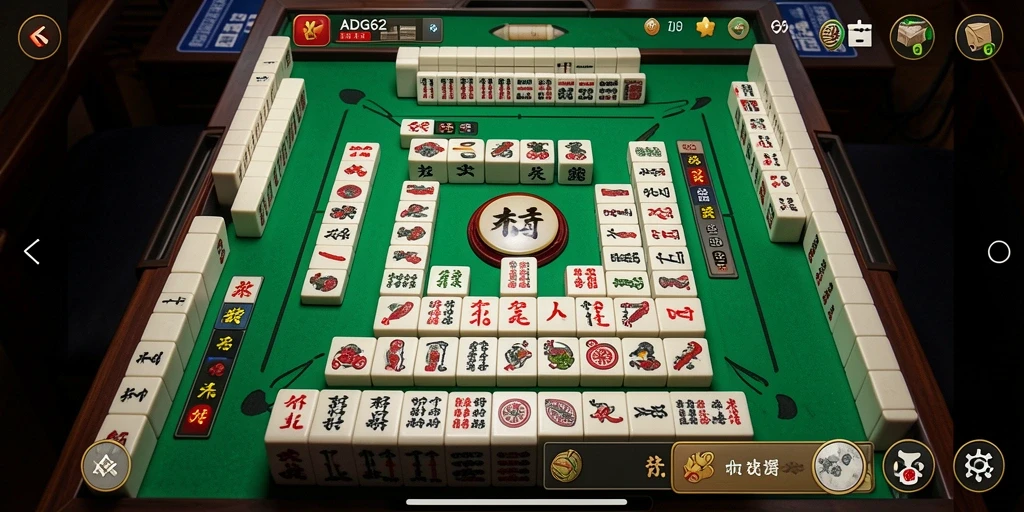 Tampilan gameplay menarik dari ADG62 dengan desain Mahjong yang cantik.