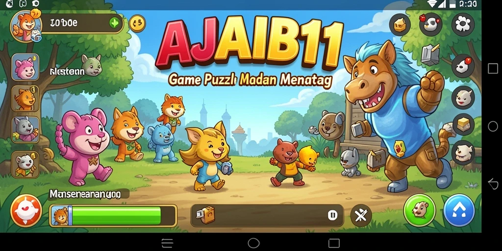 Tampilan gameplay AJAIB11 dengan beragam level Puzzle yang menantang.