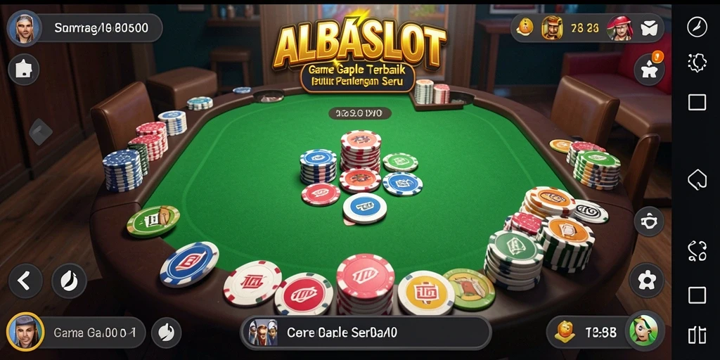 Tampilan gameplay seru ALBASLOT dengan suasana permaian Gaple.
