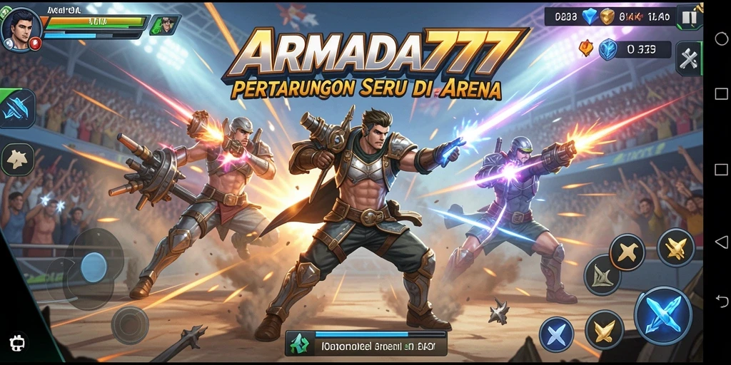 Tampilan aksi pertarungan intens dari game ARMADA777.