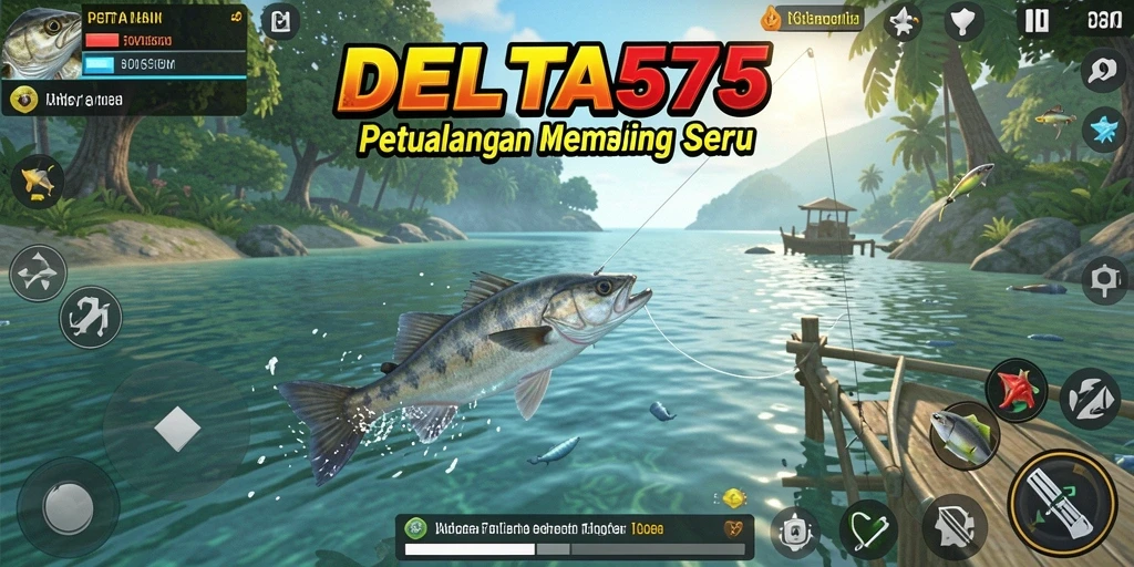 Menampilkan gameplay memancing yang seru dan menantang di DELTA575.