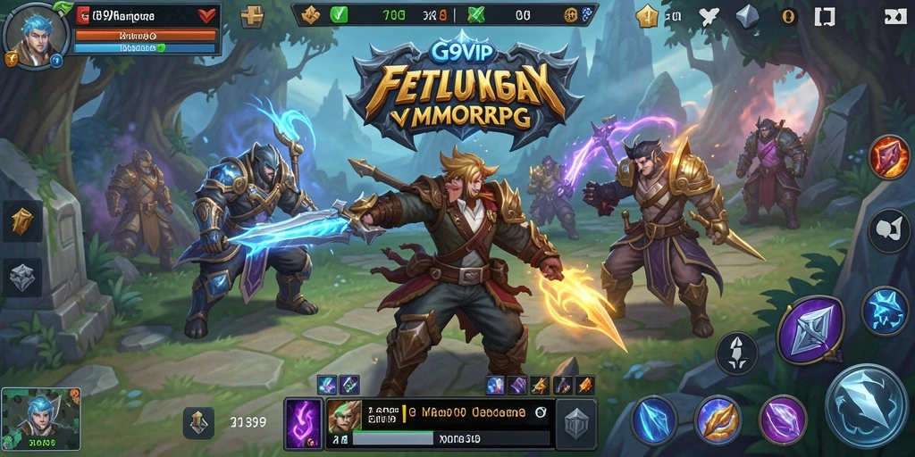 Tangkapan layar G9VIP menampilkan aksi pertempuran seru di dunia MMORPG.