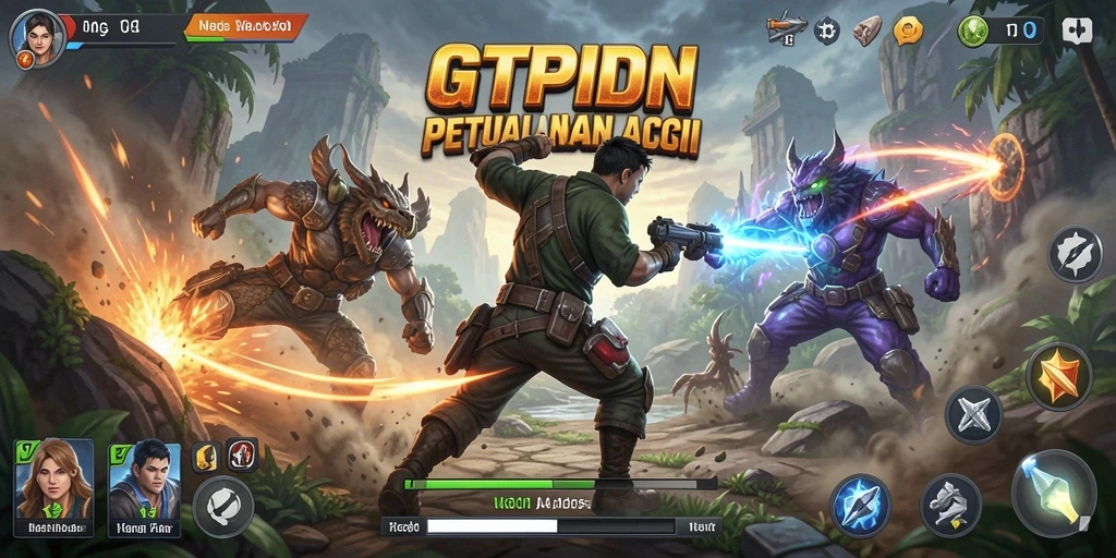 Screenshot menampilkan pertarungan intens dalam GTPIDN dengan grafis memukau.