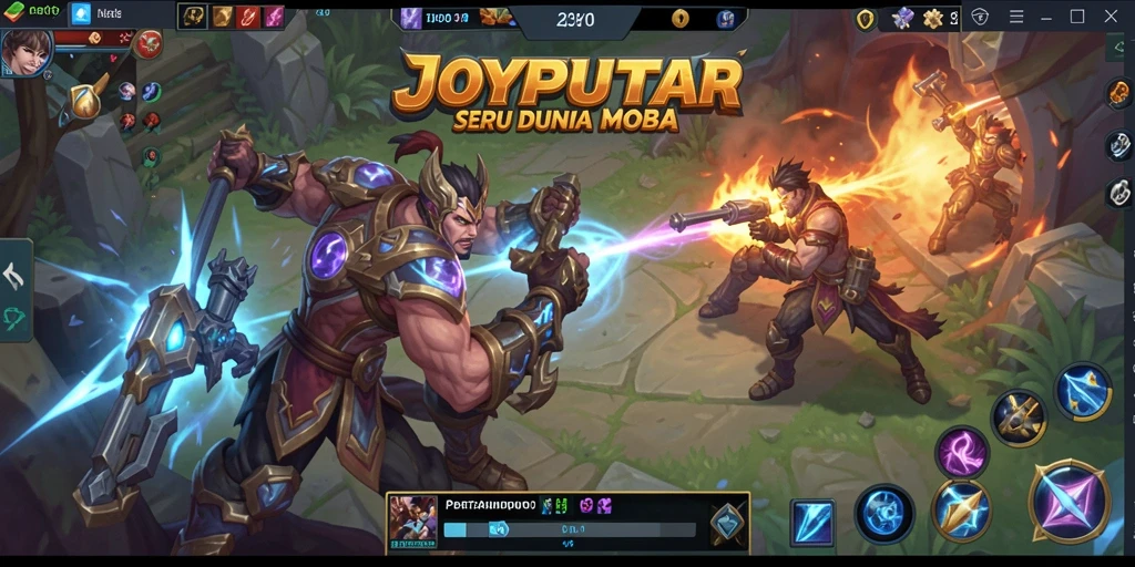 Tampilan gameplay MOBA yang seru dan mendebarkan di JOYPUTAR.