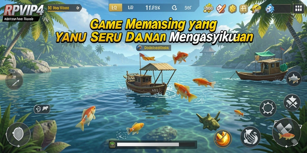 Screenshot gameplay RPVIP4 dengan aksi memancing yang seru.