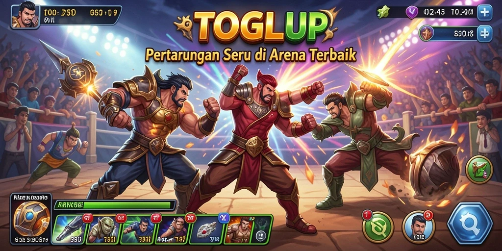 Tampilan gameplay pertarungan yang intens di TOGELUP.