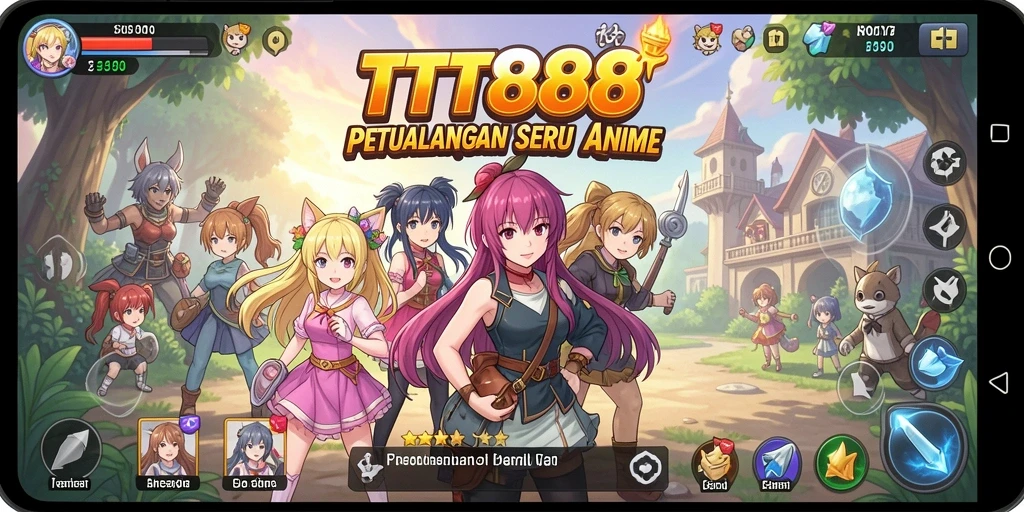 Screenshot TTT888 menampilkan karakter anime dalam aksi penuh warna.